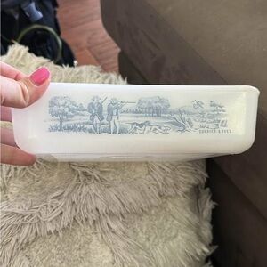 ANTIQUE Currier & Ives White Cookware Dish